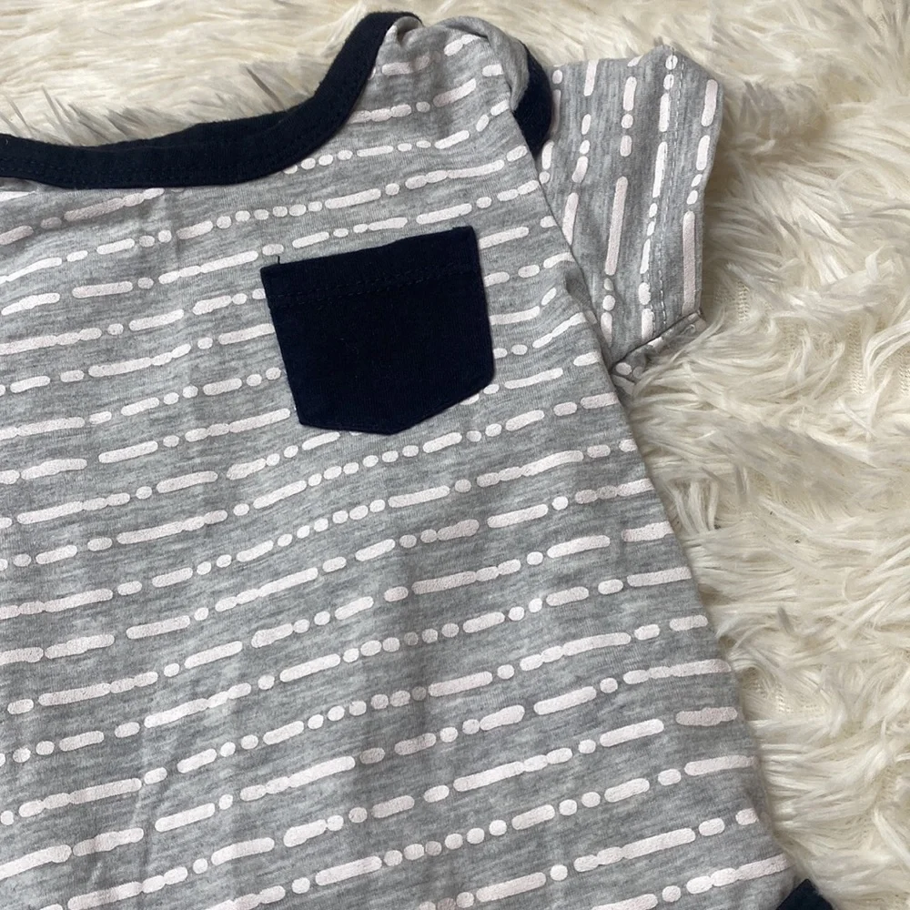 7 For All Mankind Gray & Blue Onesie Size 3-6 Months Excellent Condition